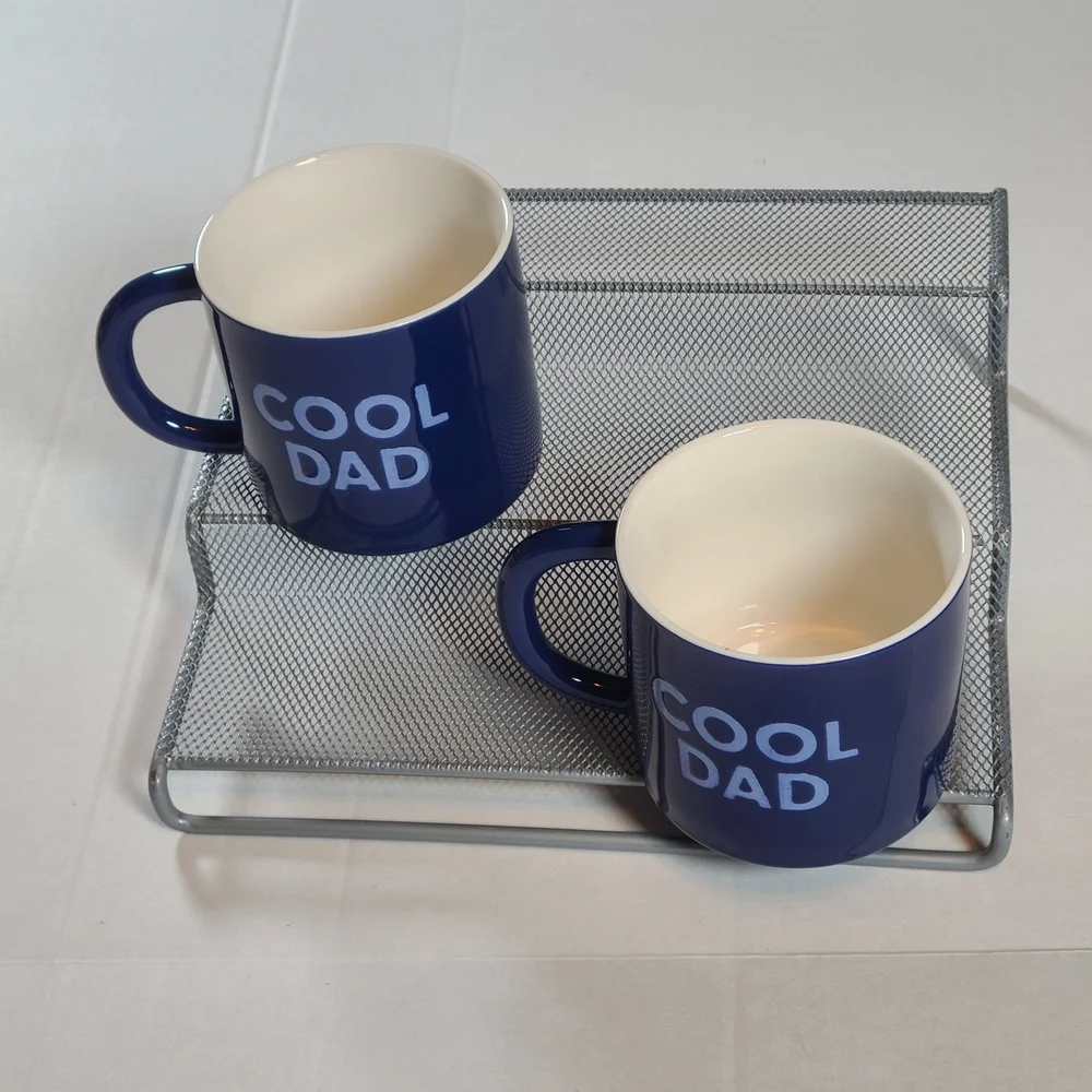 Room Essentials Blue Stoneware Mug 2 Piece Cool Dad NIB